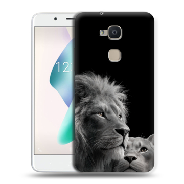 Силиконовый чехол на BQ Aquaris V Plus с принтом Лев кошки