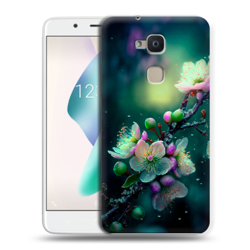 Силиконовый чехол на BQ Aquaris V Plus с принтом Цветы и мрамор
