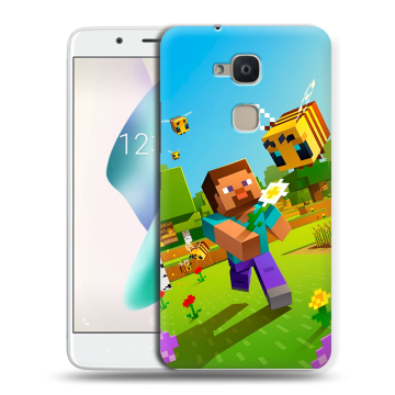 Силиконовый чехол на BQ Aquaris V Plus с принтом Майнкрафт Minecraft