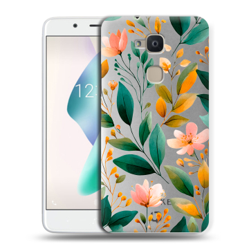 Силиконовый чехол на BQ Aquaris V Plus с принтом Цветы паттерн