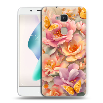 Силиконовый чехол на BQ Aquaris V Plus с принтом Цветы и бабочки