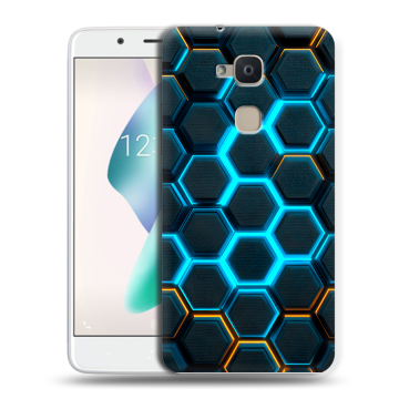 Силиконовый чехол на BQ Aquaris V Plus с принтом Неоновые соты