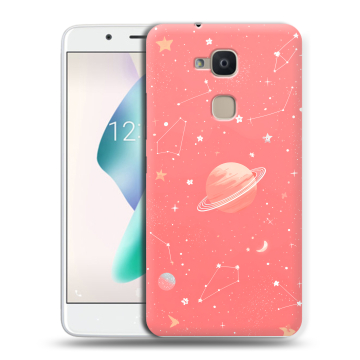 Силиконовый чехол на BQ Aquaris V Plus с принтом Розовый космос