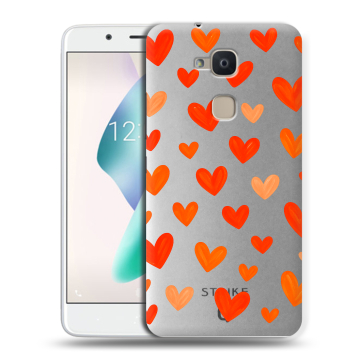 Силиконовый чехол на BQ Aquaris V Plus с принтом Сердечки