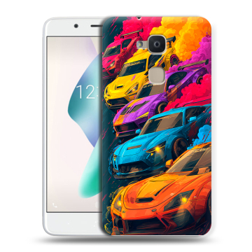 Силиконовый чехол на BQ Aquaris V Plus с принтом Тачки