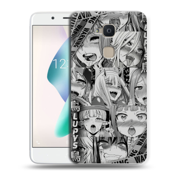 Силиконовый чехол на BQ Aquaris V Plus с принтом Ahegao Ахегао Аниме