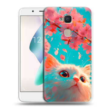 Силиконовый чехол на BQ Aquaris V Plus с принтом Красивый кот