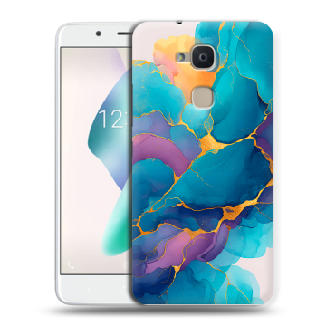 Силиконовый чехол на BQ Aquaris V Plus с принтом Мрамор блестки