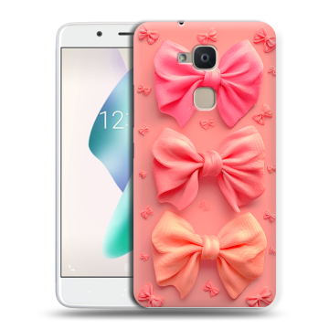 Силиконовый чехол на BQ Aquaris V Plus с принтом Розовые бантики
