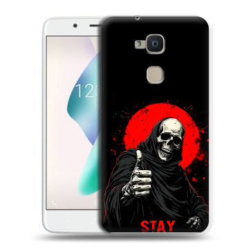 Силиконовый чехол на BQ Aquaris V Plus с принтом смешной скелет