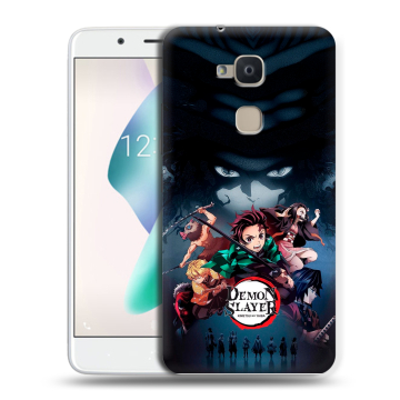 Силиконовый чехол на BQ Aquaris V Plus с принтом Demon Slayer Клинок рассекающий демонов