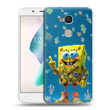 Силиконовый чехол на BQ Aquaris V Plus с принтом Спанч боб Спанчбоб