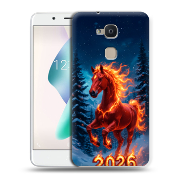 Силиконовый чехол на BQ Aquaris V Plus с принтом Новый год коня
