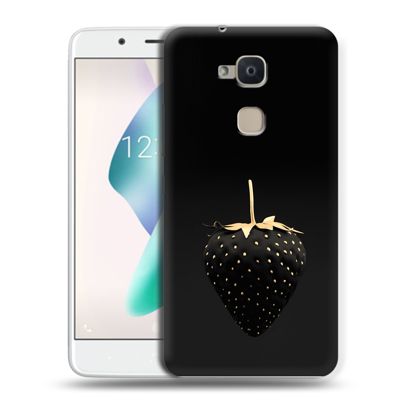 Силиконовый чехол на BQ Aquaris V Plus с принтом Черная клубника Силиконовый чехол на BQ Aquaris V Plus с принтом Черная клубника