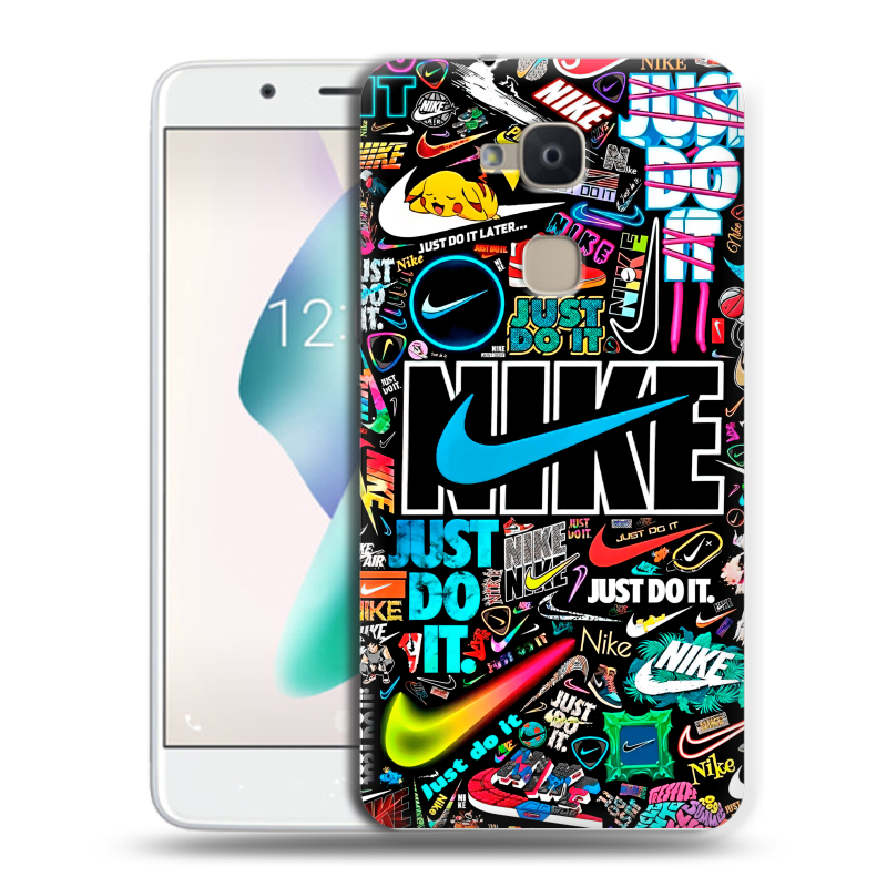 Силиконовый чехол на BQ Aquaris V Plus с принтом найк nike черный Силиконовый чехол на BQ Aquaris V Plus с принтом найк nike черный