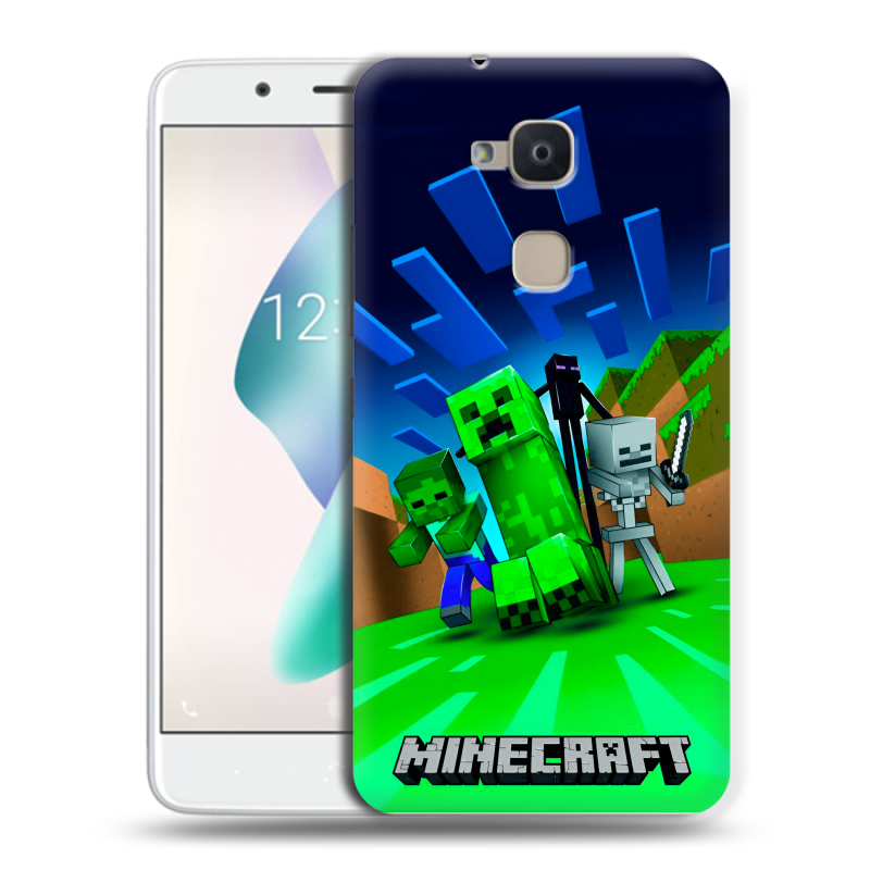 Силиконовый чехол на BQ Aquaris V Plus с принтом Майнкрафт Силиконовый чехол на BQ Aquaris V Plus с принтом Майнкрафт