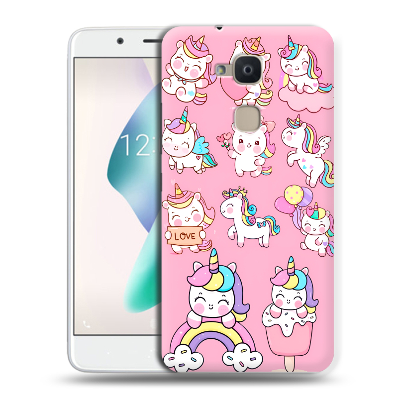 Силиконовый чехол на BQ Aquaris V Plus с принтом Единороги и радуга Силиконовый чехол на BQ Aquaris V Plus с принтом Единороги и радуга
