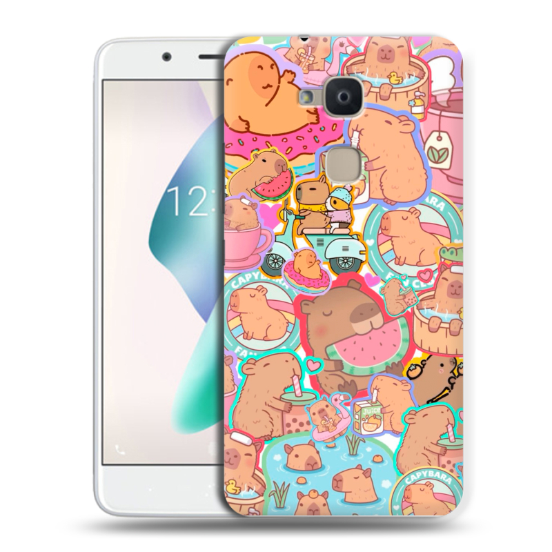 Силиконовый чехол на BQ Aquaris V Plus с принтом капибары Силиконовый чехол на BQ Aquaris V Plus с принтом капибары