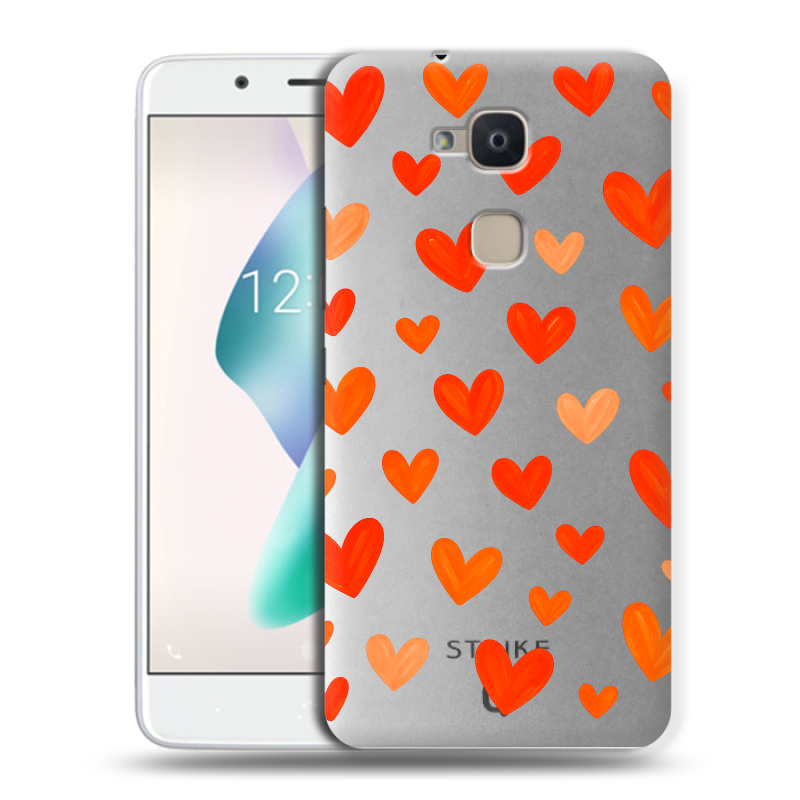 Силиконовый чехол на BQ Aquaris V Plus с принтом Сердечки Силиконовый чехол на BQ Aquaris V Plus с принтом Сердечки