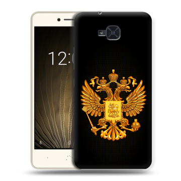 Силиконовый чехол на BQ Aquaris U2 с принтом Герб России желтый
