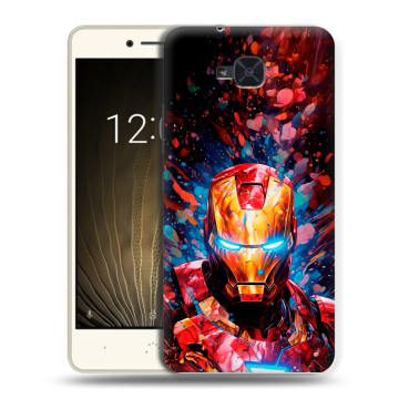 Силиконовый чехол на BQ Aquaris U2 с принтом Железный человек Ironman