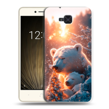 Силиконовый чехол на BQ Aquaris U2 с принтом Новый год
