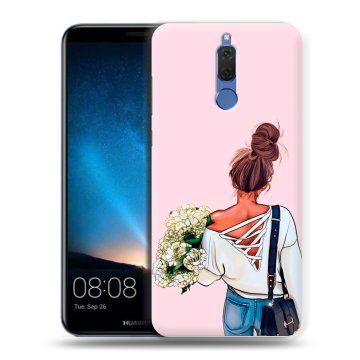 Силиконовый чехол на Huawei Nova 2i с принтом Девушка и букет Силиконовый чехол на Huawei Nova 2i с принтом Девушка и букет