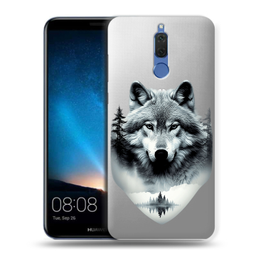 Силиконовый чехол на Huawei Nova 2i с принтом Волк в лесу