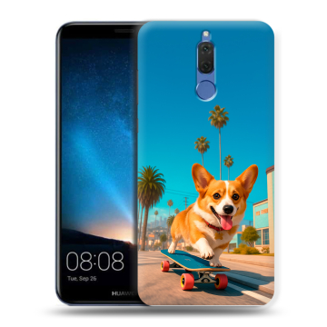 Силиконовый чехол на Huawei Nova 2i с принтом Корги на скейте