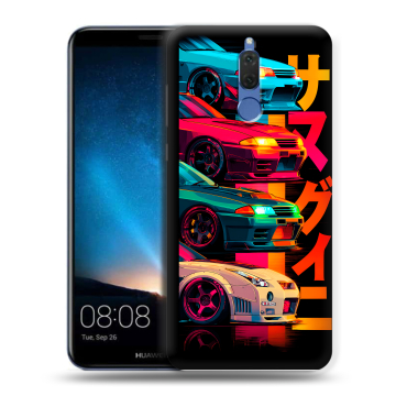 Силиконовый чехол на Huawei Nova 2i с принтом Гоночные машины