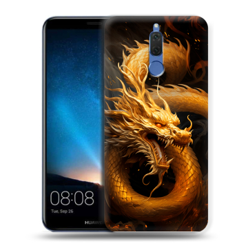 Силиконовый чехол на Huawei Nova 2i с принтом Золотой дракон
