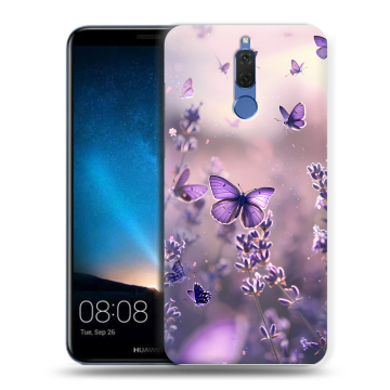 Силиконовый чехол на Huawei Nova 2i с принтом бабочки и лаванда Силиконовый чехол на Huawei Nova 2i с принтом бабочки и лаванда