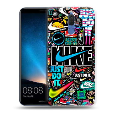 Силиконовый чехол на Huawei Nova 2i с принтом найк nike черный
