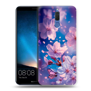 Силиконовый чехол на Huawei Nova 2i с принтом цветы бабочки