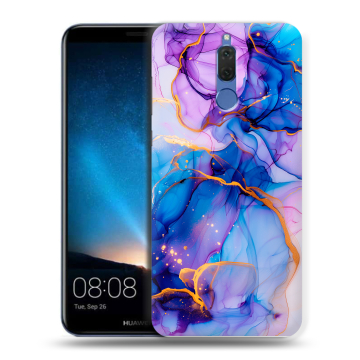 Силиконовый чехол на Huawei Nova 2i с принтом синий мрамор