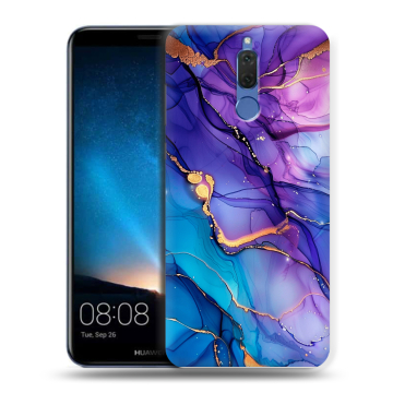 Силиконовый чехол на Huawei Nova 2i с принтом синий мрамор