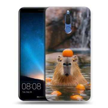 Силиконовый чехол на Huawei Nova 2i с принтом Капибара с апельсином