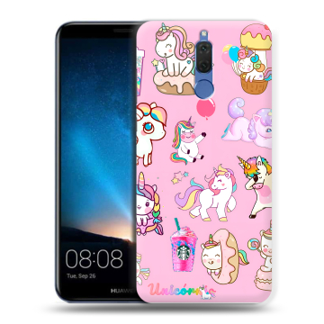 Силиконовый чехол на Huawei Nova 2i с принтом розовые единороги