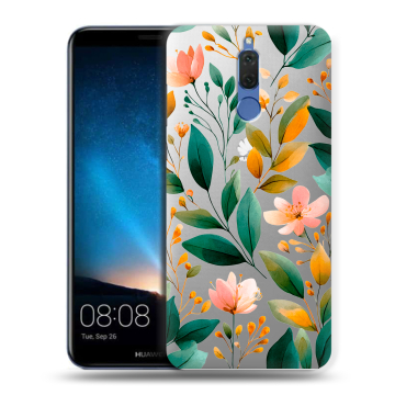 Силиконовый чехол на Huawei Nova 2i с принтом Цветы паттерн Силиконовый чехол на Huawei Nova 2i с принтом Цветы паттерн