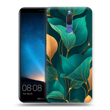 Силиконовый чехол на Huawei Nova 2i с принтом Листья и золото Силиконовый чехол на Huawei Nova 2i с принтом Листья и золото