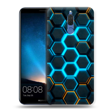 Силиконовый чехол на Huawei Nova 2i с принтом Неоновые соты Силиконовый чехол на Huawei Nova 2i с принтом Неоновые соты