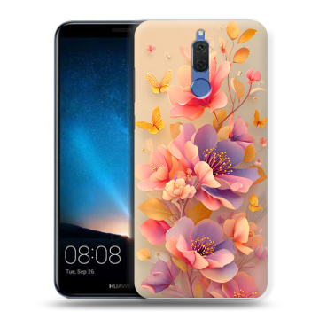Силиконовый чехол на Huawei Nova 2i с принтом Цветы и бабочки Силиконовый чехол на Huawei Nova 2i с принтом Цветы и бабочки