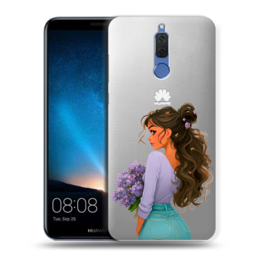 Силиконовый чехол на Huawei Nova 2i с принтом девушка цветы Силиконовый чехол на Huawei Nova 2i с принтом девушка цветы