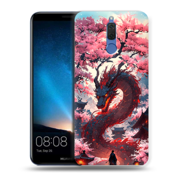 Силиконовый чехол на Huawei Nova 2i с принтом Дракон Японский