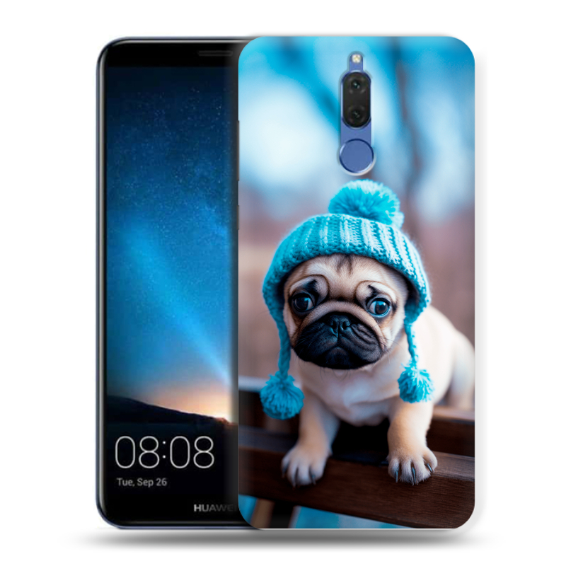 Силиконовый чехол на Huawei Nova 2i с принтом Мопс в шапке Силиконовый чехол на Huawei Nova 2i с принтом Мопс в шапке