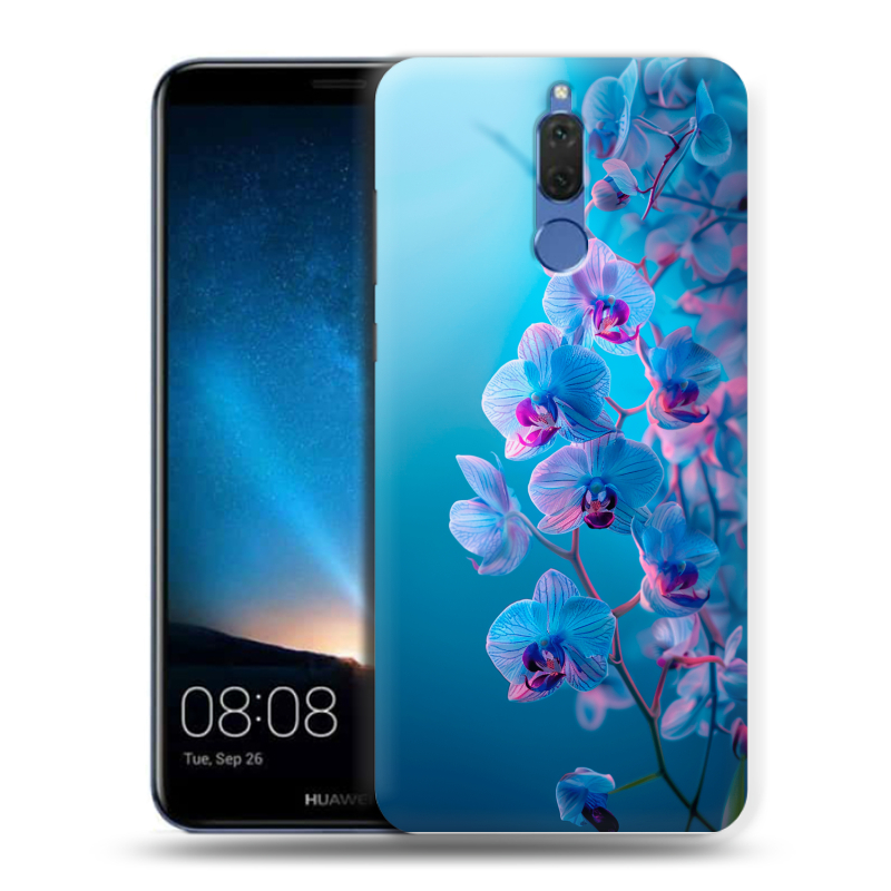 Силиконовый чехол на Huawei Nova 2i с принтом голубые орхидеи Силиконовый чехол на Huawei Nova 2i с принтом голубые орхидеи