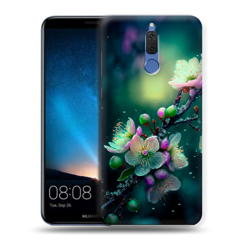 Силиконовый чехол на Huawei Nova 2i с принтом Цветы и мрамор Силиконовый чехол на Huawei Nova 2i с принтом Цветы и мрамор