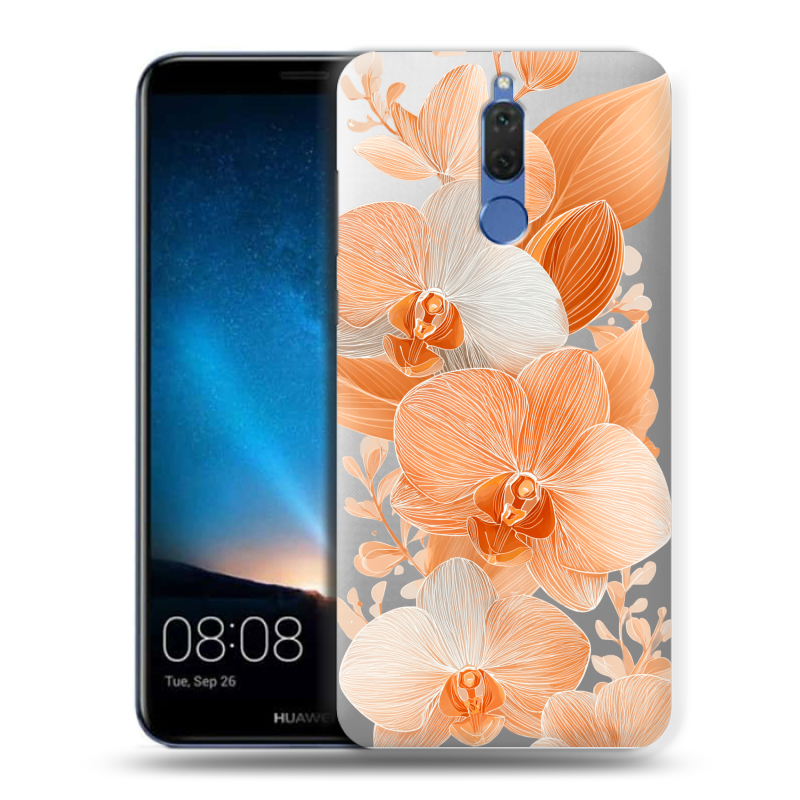 Силиконовый чехол на Huawei Nova 2i с принтом Бежевые цветы Силиконовый чехол на Huawei Nova 2i с принтом Бежевые цветы