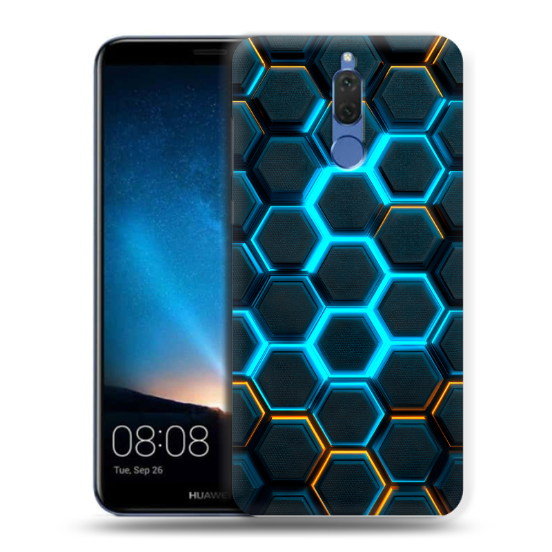 Силиконовый чехол на Huawei Nova 2i с принтом Неоновые соты Силиконовый чехол на Huawei Nova 2i с принтом Неоновые соты