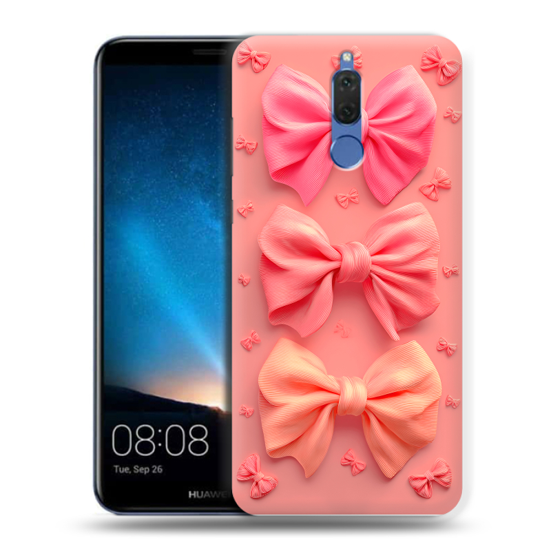 Силиконовый чехол на Huawei Nova 2i с принтом Розовые бантики Силиконовый чехол на Huawei Nova 2i с принтом Розовые бантики